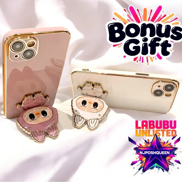 LABUBU BLACK Foldable Rotating Phone Stand with Mirror & Surprise Bonus Gift - Picture 5 of 5